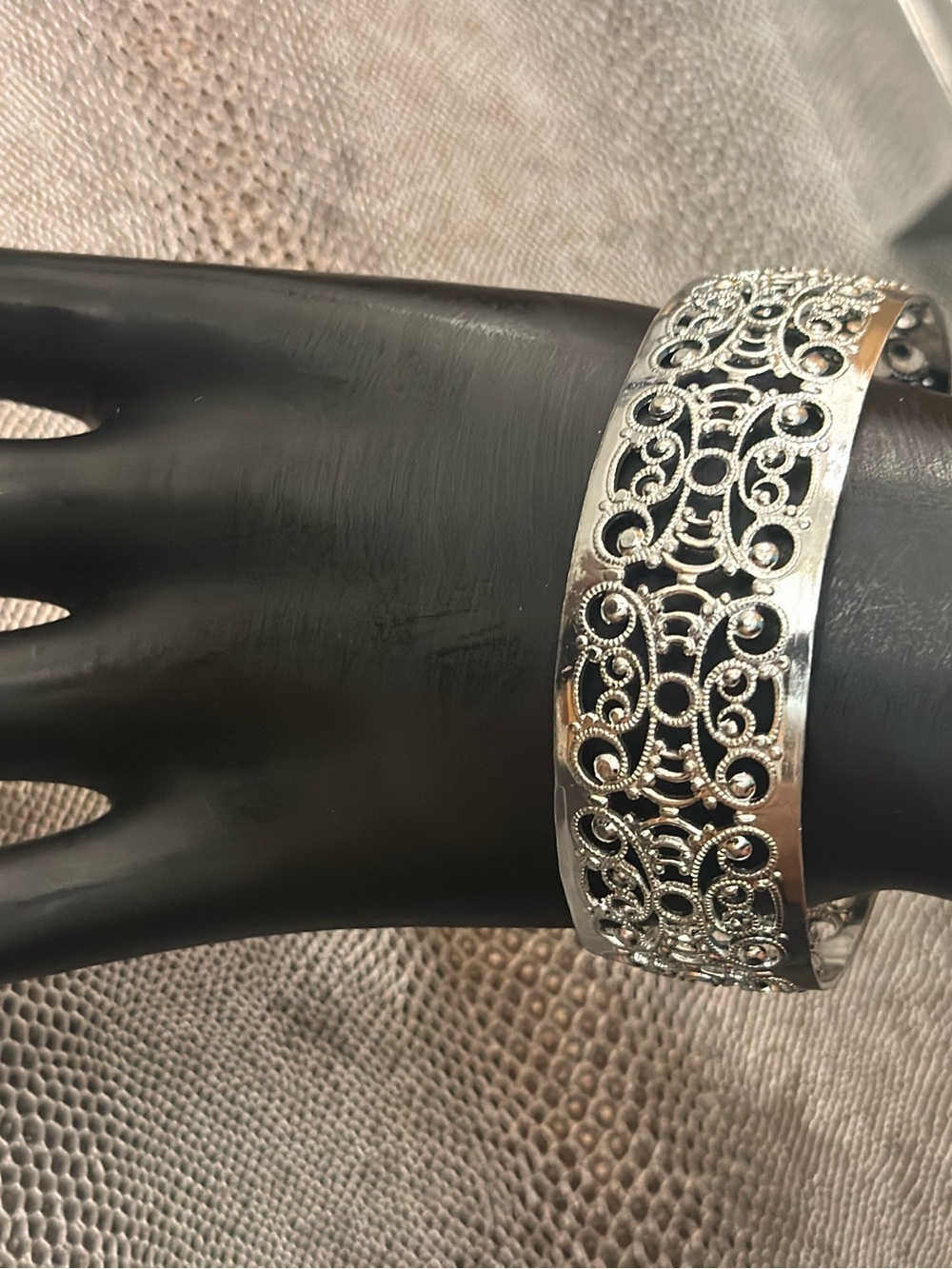 Silver West Germany Vintage Filigree Cuff Bracelet - Women Jewelry